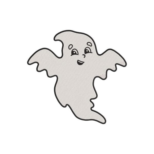 Happy Flying Ghost Embroidery Designs, Smiling Halloween Boo Ghost Embroidery Files