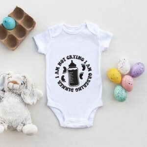 Funny Baby Sayings Embroidery Designs – I Am Not Crying I Am Ordering Dinner – Baby Bib & Onesie File PES DST JEF – Instant Download