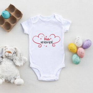 Embroidered Hello I’m New Here ONESIES® brand Embroidery Design | Cute Baby Onesie Saying Machine Embroidery File | Baby Shower Gift