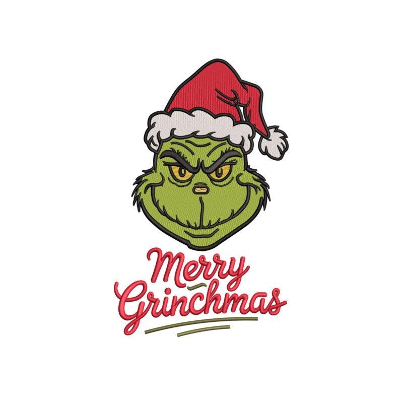 Grinch Merry Christmas Embroidery Designs Cute Cartoon Characters with Santa Hats machine embroidery designs