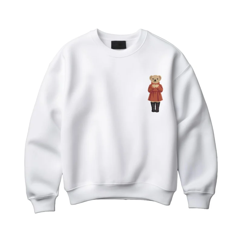Stylist Teddy Girl Bear Embroidery Design, Classy Teddy Machine Embroidery Pattern, Fashion Bear Embroidery File