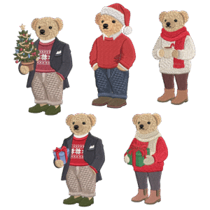 Christmas Ralph Lauren Bear Embroidery Design Bundle of 5 Designs
